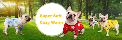 Warm Pet Clothing for Winter Soft Coral Fleece Dog Hoodies Cute Printed Puppy Small Dog Sweater French Bulldog Coat Cats Clothes