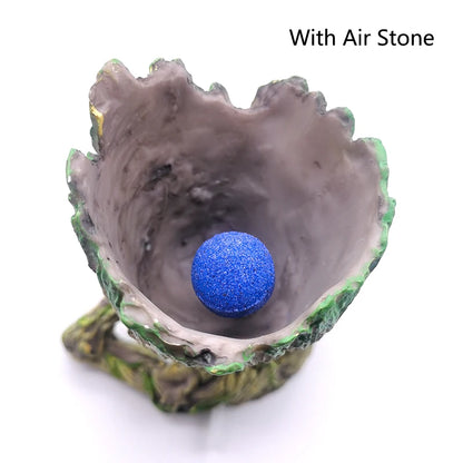 Cute Tree Man Figurine Aquarium Decoration With Air Bubble Driftwood Statue Multifunction  Fish Tank Background Ornament Shelter