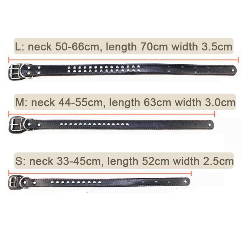 Unisex Studded Dog Collar Adjustable PU Leather Collars for Medium and Large Dogs Pet Necklace for Doberman Big Dogs Products