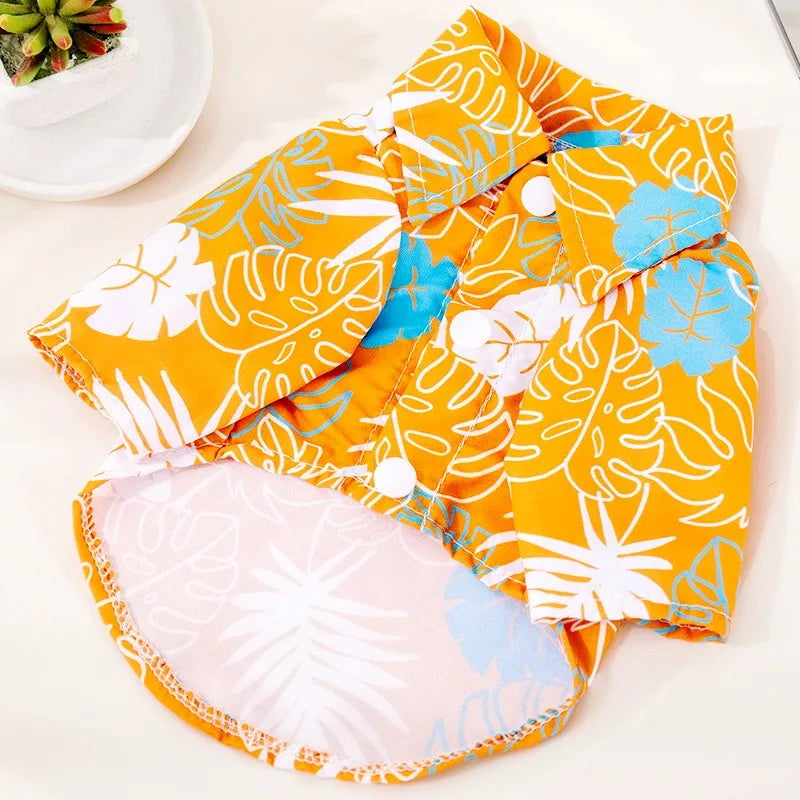 Pet Dog Beach Shirt Summer Dog Clothes Hawaiian Style Puppy Kitten Costume Dog Cooling Vest Chihuahua Bichon Medium Dog Clothing