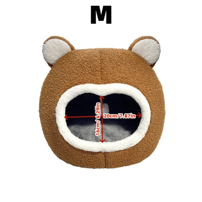 Brown Cat Bed Warm Pet House Soft Long Plush Kitten Lounger Cushion Small Dogs Tent Cave Beds For Cozy Cat House Mat Supplies