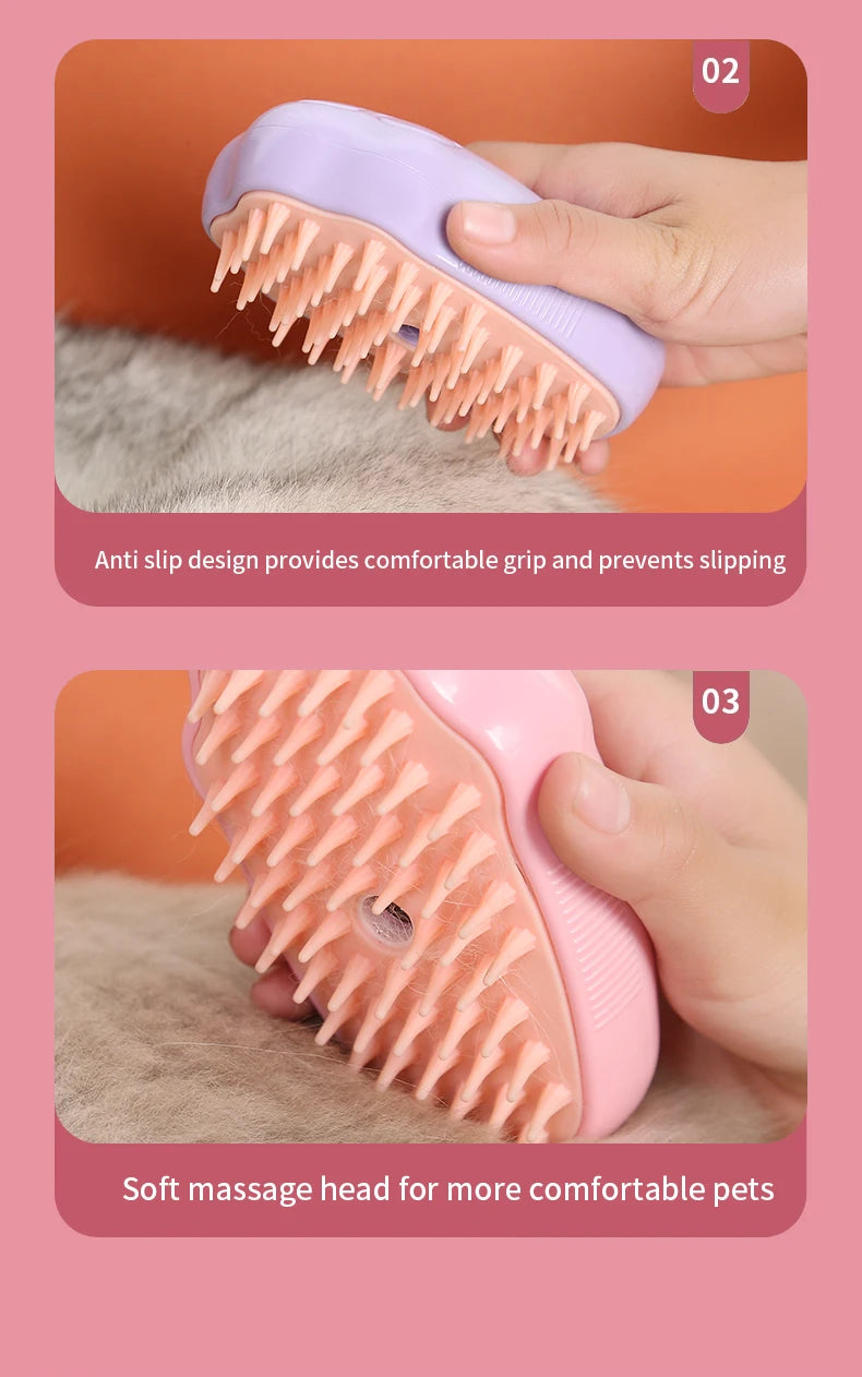 Colored Pet Steam Beauty Comb Cleanable Floating Hair Remove Tangled Hair No Need To Take A Shower Universal For Cat And Dog