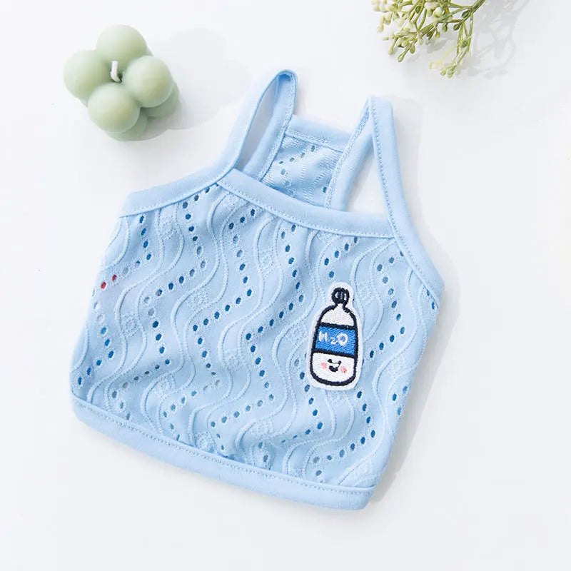 Dog Cooling Vest Dog Suspenders Summer Dog Clothes Solid Pet T-Shirt Chihuahua Bichon Clothing Kitten Puppy Cotton Dog Apparels