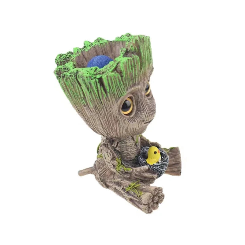 Cute Tree Man Figurine Aquarium Decoration With Air Bubble Driftwood Statue Multifunction  Fish Tank Background Ornament Shelter