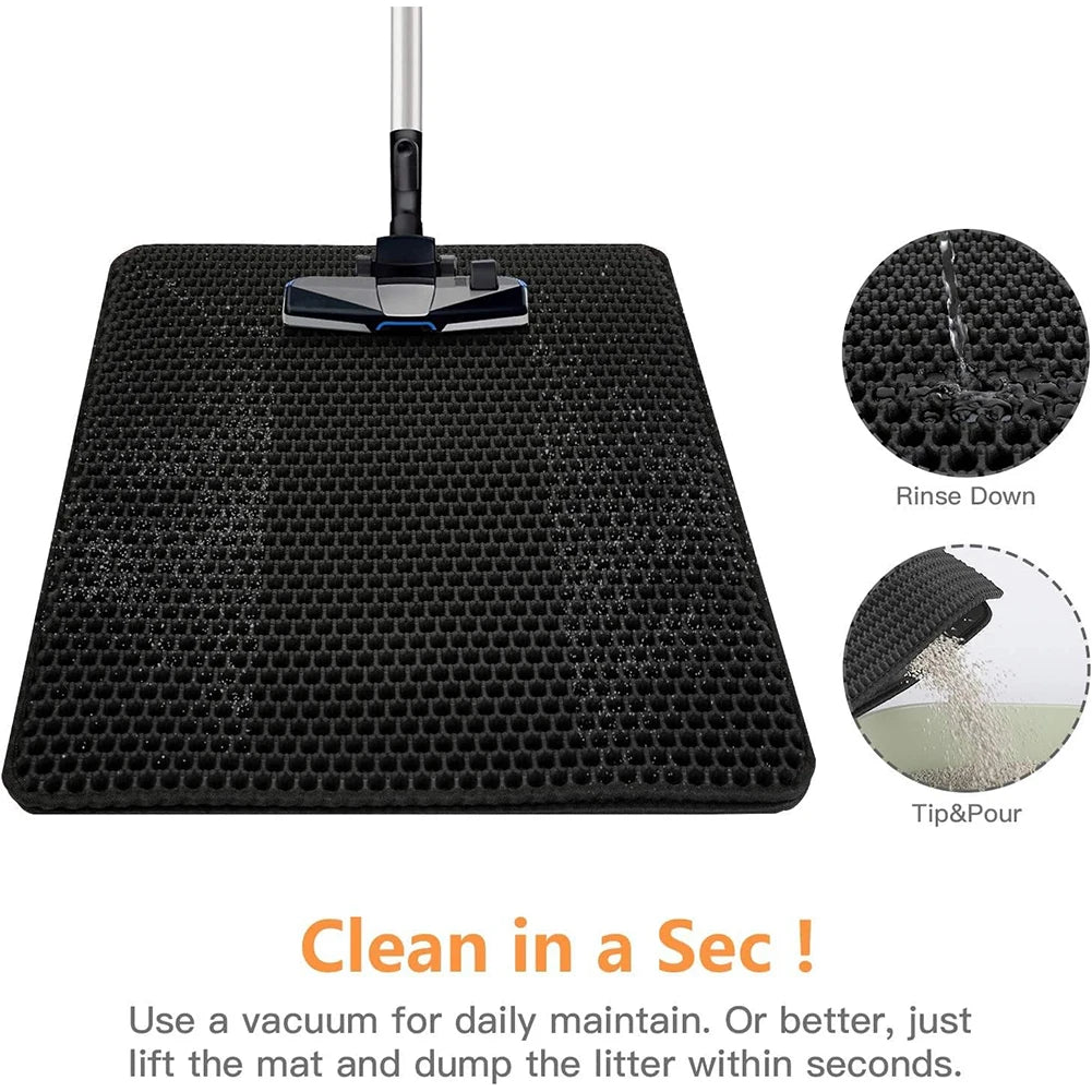 Cat Litter Mat 1 Pack Double Layer Waterproof Urine Proof Trapping Mats Non-Slip Easy to Clean Large Toilet Foot Pad