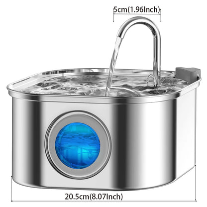Stainless Steel Cat Wireless Drinking Fountain Rechargeable Automatic Inductior Circulation Filter Silent Pet Drinking Bowl