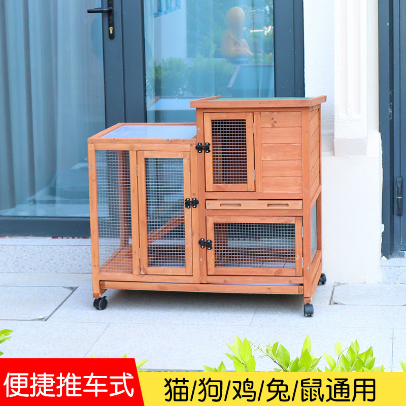 Courtyard Pet Cat Puppy Cage Small Dog Indoor Totoro Rutin Chicken Rabbit Cage Balcony Movable Villa Home