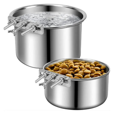 Crate Water Bowl Stainless Steel Dog Crate Hang Water and Food Bowls Feeder Dish for Dogs & Cats for Dry and Wet Foods Pet Cage