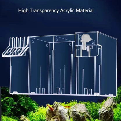 Fish Tank External Filter Box Acrylic Filter Dry and Wet Separation 4 in 1 Small Silent External Suspend Aquarium Drip Overflow