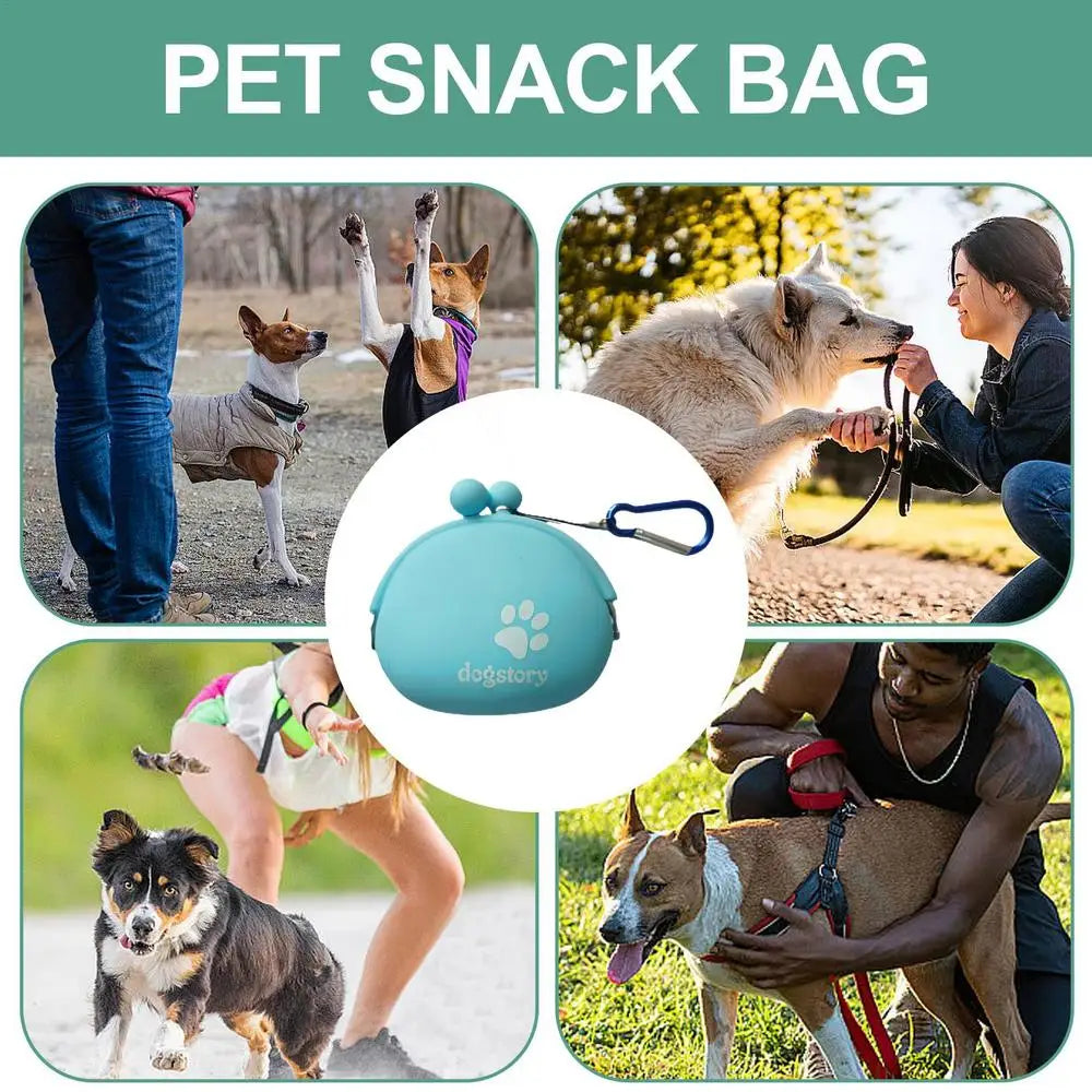 Silicone Dog Treat Pouch Dog Training Container Pet Treat Carrier Holder Puppy Treat Snack Bag with Clip Silicone Waist Bait Bag
