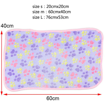 Soft Flannel Fleece Cat Dog Blanket Bed Mats Paw Foot Print Warm Pet Blanket Sleeping Beds Cover Mat For Dogs Cats Pets supplies