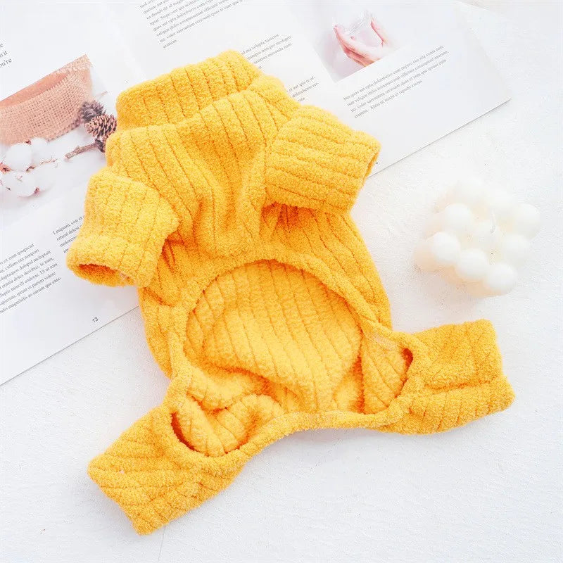 Winter Pet Clothes Dog Jumpsuit Fleece Dog Warm Coat Solid Soft Puppy Sweatshirt Chihuahua French Bulldog Costume Dog Pajamas