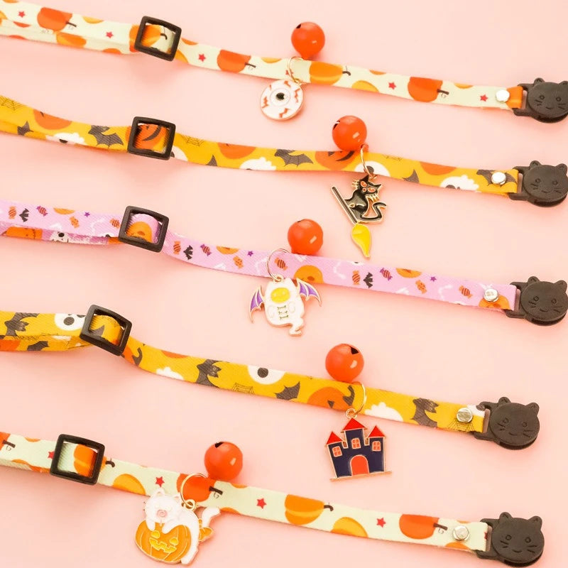 Lightweight Halloween Dog Collars Durable Skull Bat Pendant Cosplay Neck Accessories for Cats Personalized Decorate Pet Necklace
