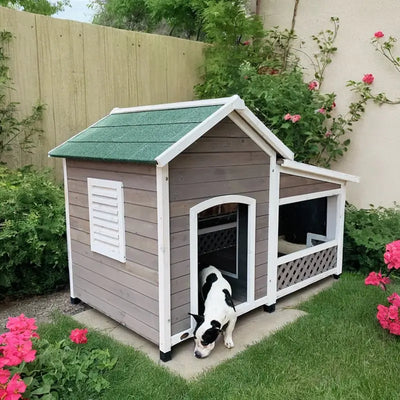 Outdoor Dog House Rainproof Courtyard Dog Villa Medium Kennel Shed Wooden Outdoor Rural Dog House