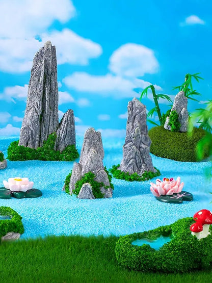 Simulated Moss Small Rockery Aquarium Ornaments Decoration Artificial Resin Pool for fish Tank Creative Ornament Background Home