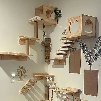 1 Piece Cat Tree Wall Mounted Furniture Scratcher Shelves Cat House Cat Big Platform and Scratching Post for Kitten Playing
