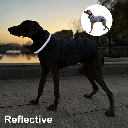 Italian Greyhound Hound Whippet Clothes Winter Turtleneck Dog Coat Thicken Padded Down Puffer Jacket for Medium Large Dogs