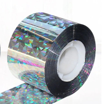 2 Rolls Bird Scare Type Ribbon, Deterrent Visual Audible Reflective Tape to Keep Away Birds, Double Sided Flash Tape