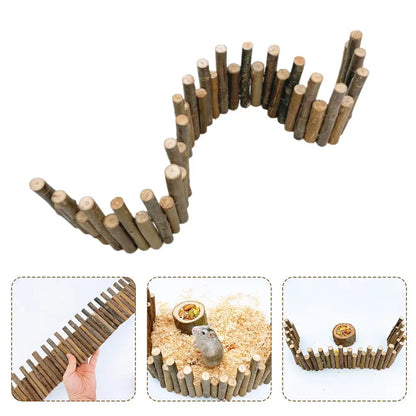 52cm Hamster Toy Fence Hedgehog Hiding House Small Pet Pet High And Low Cage Wooden Arch Bridge Hamster Play Area Wear-resistant