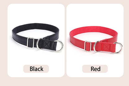 Slip Collar PU Leather Dog Choke Collar for Dog Training- No Pull Martingale Dog Collar for Small Medium Large Dogs Greyhound