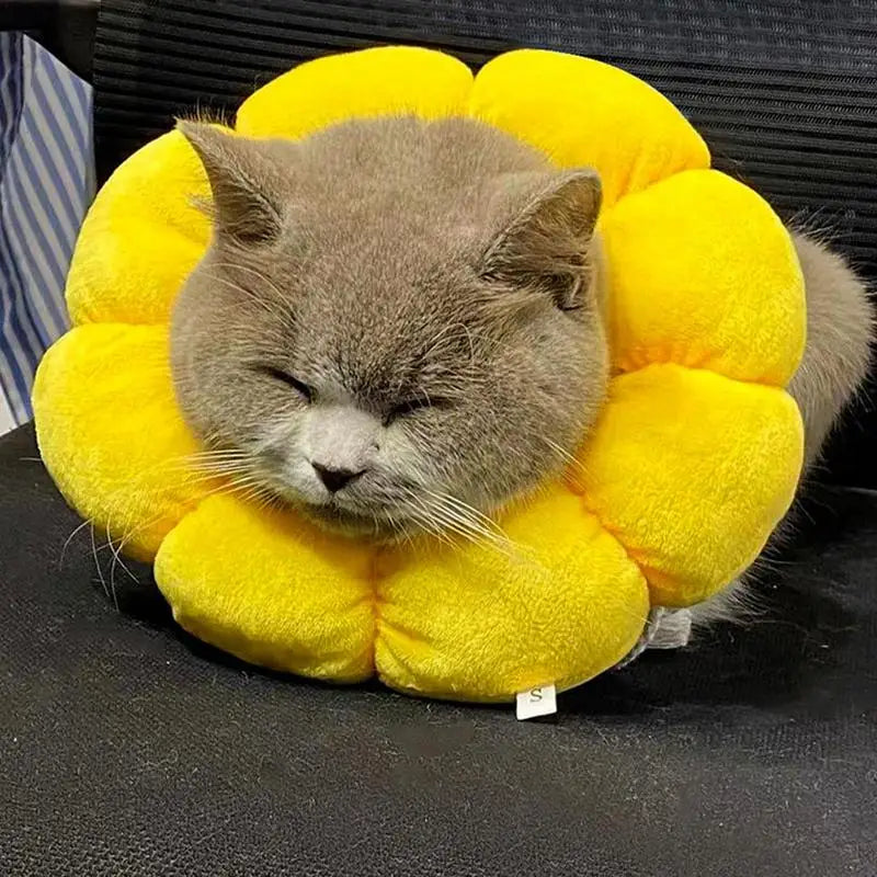 Elizabethan Collar For Cats Adjustable Cotton Sunflower Shape Collar Protective Collar For Small Cats & Dogs Cute Breathable Eli