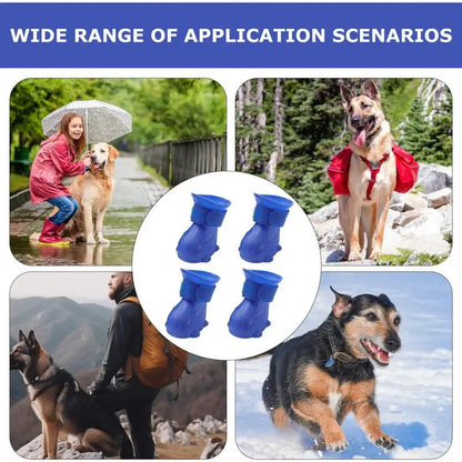 Winter Boots For Dogs Paw Protectors Anti-Slip Dog Boot Snow Shoes Adjustable Soft Dog Winter Boots 4pcs Puppy Shoes For Small