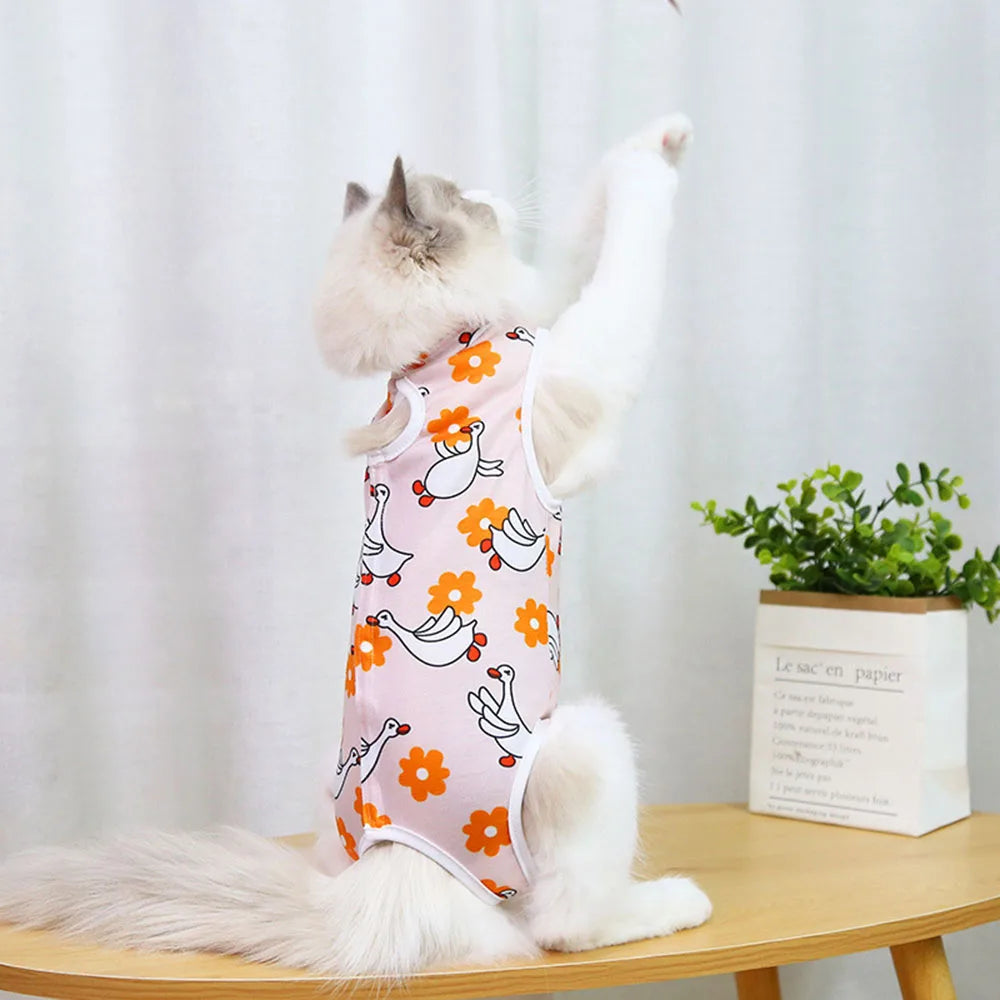 Cat Recovery Suit for Post Surgery Protection Anti-Licking Wound Kitten's Shirt Professional Cat Recovery Suit for After Spaying