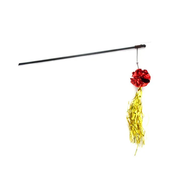 Cat Toy Cat Teaser Sticks Colorful Paper Ball Cat Teaser Stick Reflective Colored Interactive Cat Toy Style Cat Teaser Stick