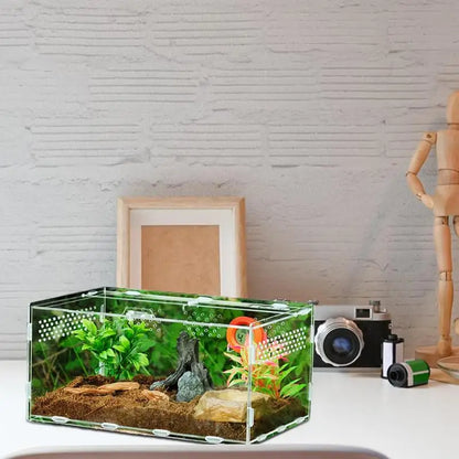Acrylic Reptile Feeding Box Insect Lizard Spider Breeding Cage Hatching Container All-round Transparent Feeding Box