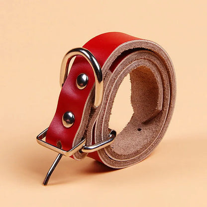 Adjustable Dog Collars Genuine Leather Pet Dog Collar Leash Lead For Small Medium Large Dogs Bulldog Pugs Beagle Dogs Supplies