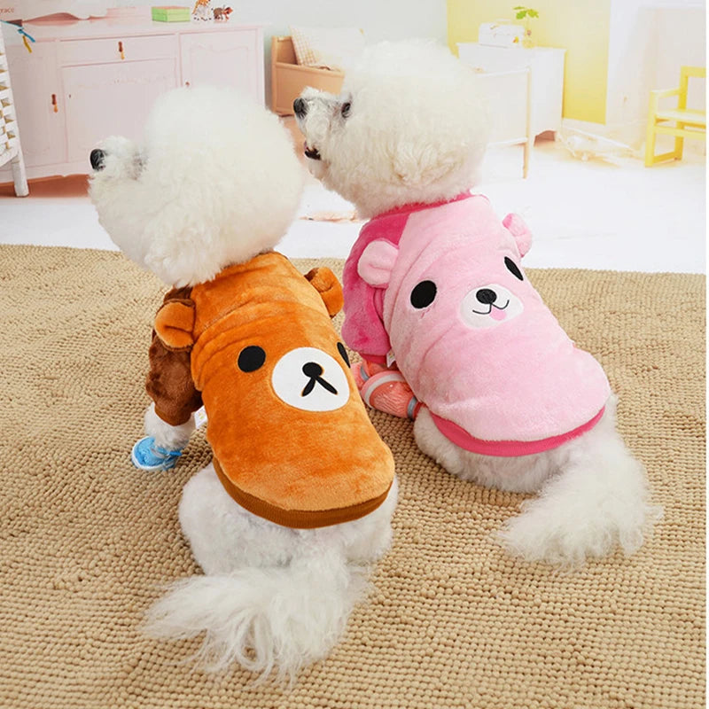 XS-XL Cute Winter Small Dog Cat Warm Vest Fleece Cartoon Printed Puppy Pet Cat Dog Clothes for Small Medium Dog Hoodie Chihuahua