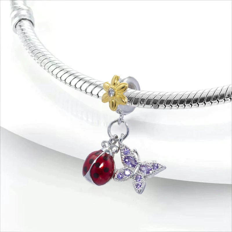 New 925 Sterling Silvering Butterfly Bees Bird Charm of ley 925 Chain Beaded Fit Original Pandora Bracelet DIY Ladies Jewelry