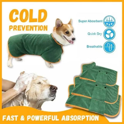 Dog Bathrobe Fast Drying Towel Microfiber Absorbent Soft Bath Robe Adjustable Towel Grooming Coat Dog grooming Pet Accessories