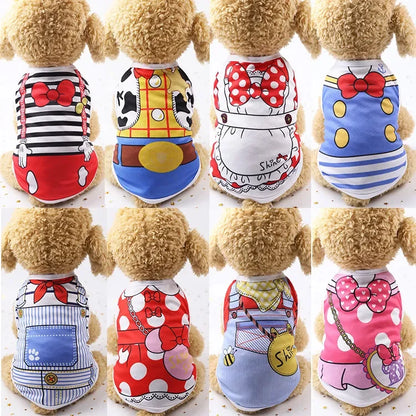 Wholesale Small Pet Dog Clothes Vest Down Jacket Cartoon Cute Chihuahua Tshirt Puppy Yorkshire Terrier Puppy Bulldog Ropa Perro