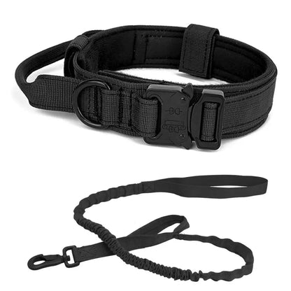 Tactical Dog Collar Leash Nylon Walking Training Pet Collar Set for Medium Large Dogs German Shepherd Dog Collar with Handle