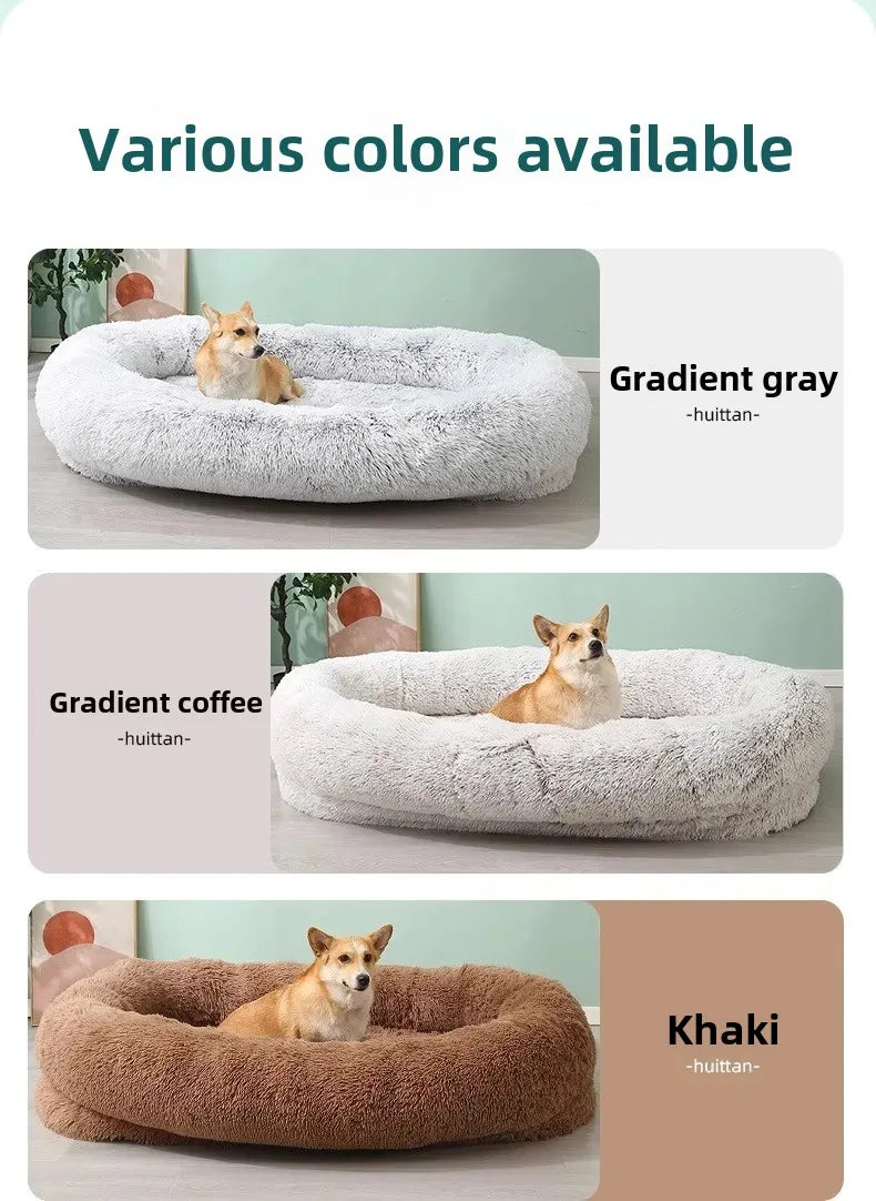Plush Pet Bed with Pillow Quilt Winter Warm Large Foam Pad Pet Sleeping Pad Sofa Bed Removable and Washable Pet Kennel