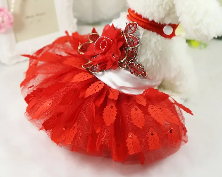 10PCS Pets Accessaries Dogs Cats Princess Flower Lace Dress For Pet Wedding Party Spring Summer small Teddy girl ropa para perro