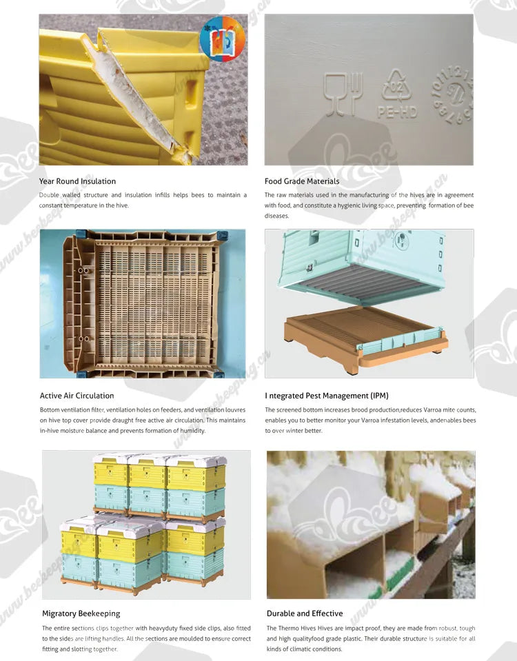 Beekeeping Equipment  2 Layer Honey Bee Hive Box 10 Frame Price Custom Kit Food Grade Color Thermo Plastic Beehive for Sale