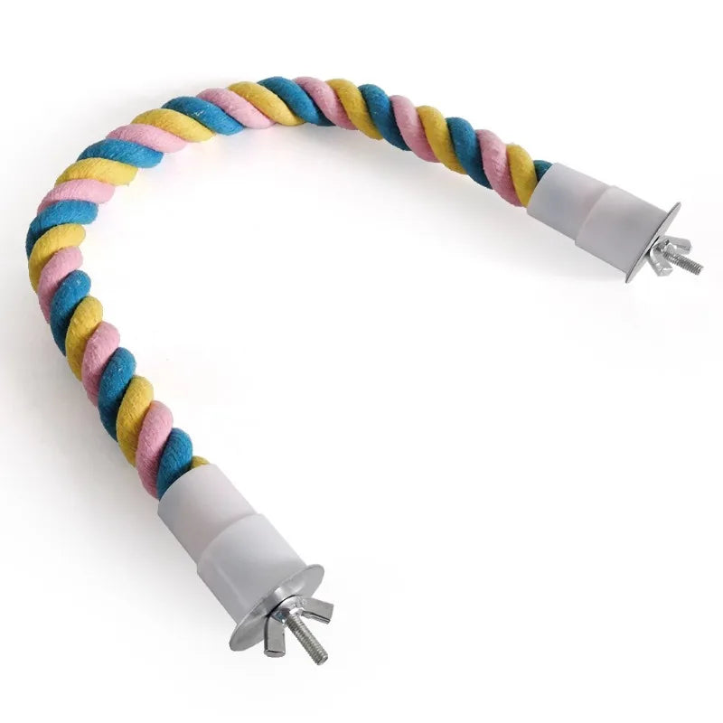 Pet Bird Bite Toys Parrot Color Cotton Rope Toys Elastic Parrot Climbing Toys Sturdy Bird Swing Harness Cage Pet Toy Swing Stand