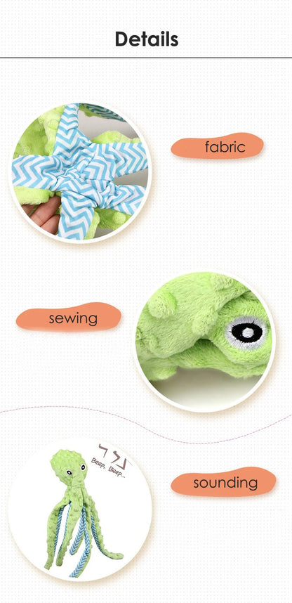 Sounding Animal Pet Dog Accessories Cartoon Plush Octopus Interactive Toy for Small Puppy Chihuahua Bite Resistant Pet Products