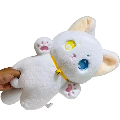 25cm Black and White Cat Plush Toy Grab Stuffed Animal Patung Dolls Children Toys Gifts Halloween Gifts Toys for Kids Girl