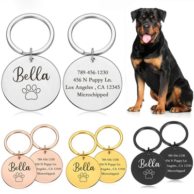 Personalized Dog ID Tags for Dogs Medal with Engraving Name Customizable Kitten Puppy Accessories Necklace Chain