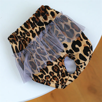 Floral Pet Dog Physiological Pants Cute Plaid Dress Lace Female Teddy Yorkshire Cats Shorts Breathable Cotton Small Dog Clothes