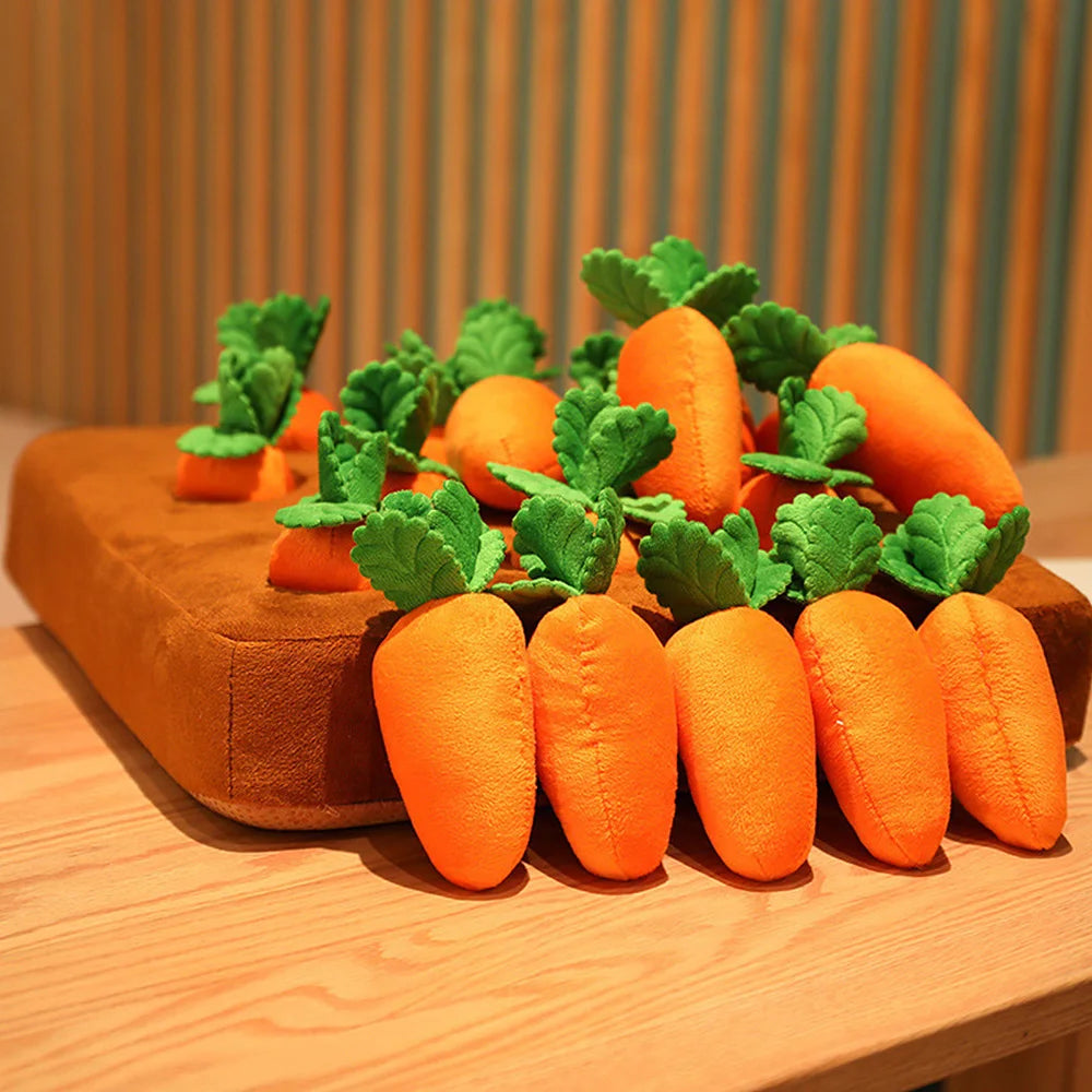 Interactive Dog Toys Carrot Snuffle Mat for Dogs Plush Puzzle Toy Non-Slip Nosework Feed Games Pet Stress Relief with 12 Carrots