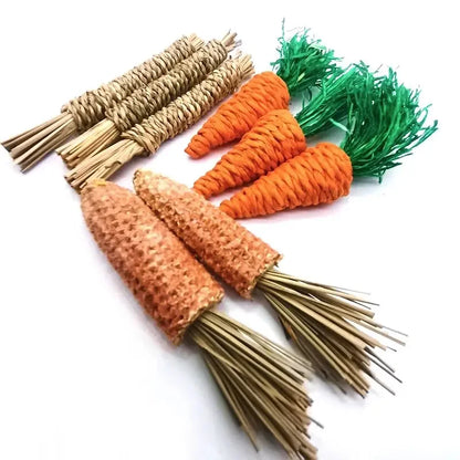 1Set Natural Straw Rope Carrot Hamster Molar Chew toy Small Pets Toys For Hamster Rabbit Grinding Groducts Gnaw Toy Supplies