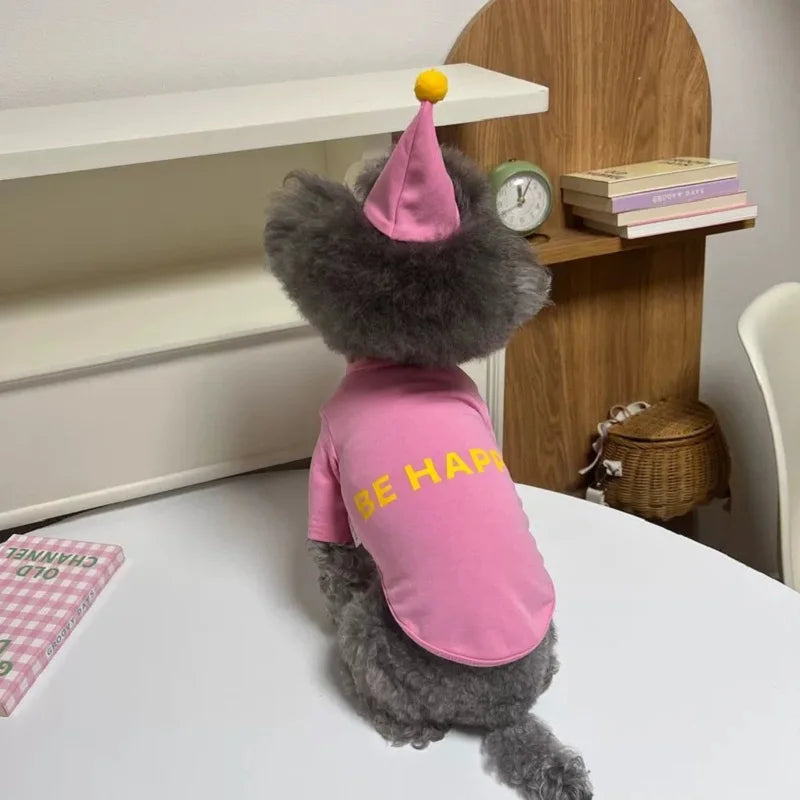 Pet Dog Vest Kitten Puppy Summer T- Shirt Solid Dog Clothes for Small Dogs Cat Dog Birthday Party Festival Accessories Apparels