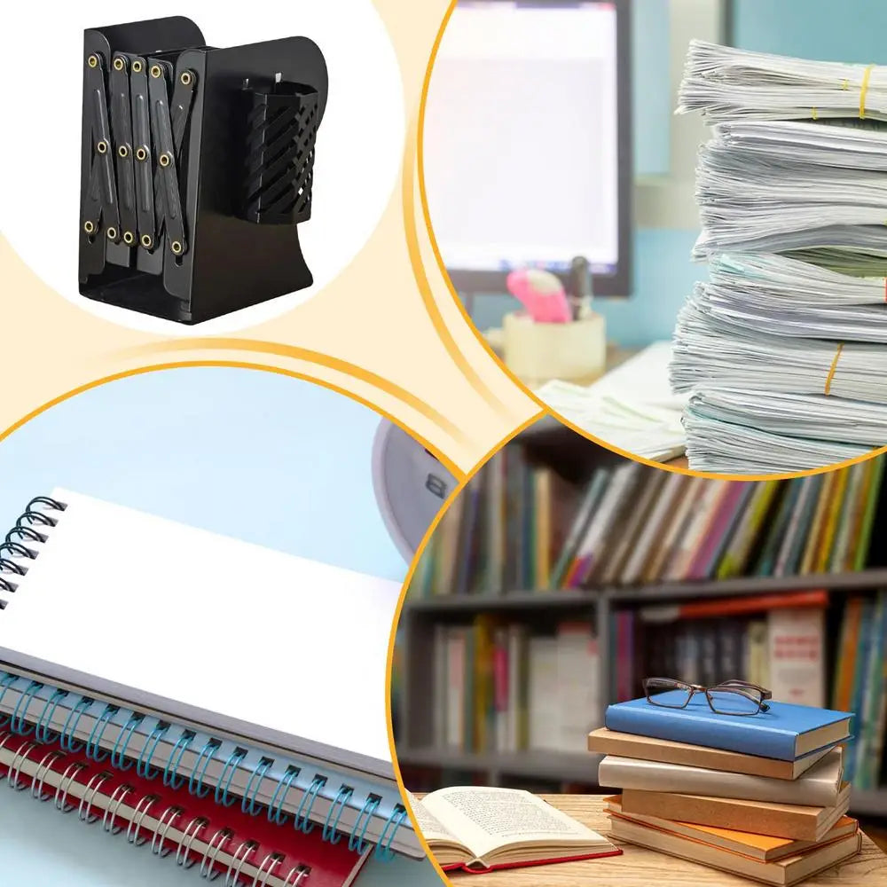 Desk Book Shelf Small Bookcase Telescopic Desktop Bookshelf Metal Desk Organizer With Pen Holder Desktop Bookcase Desk Top