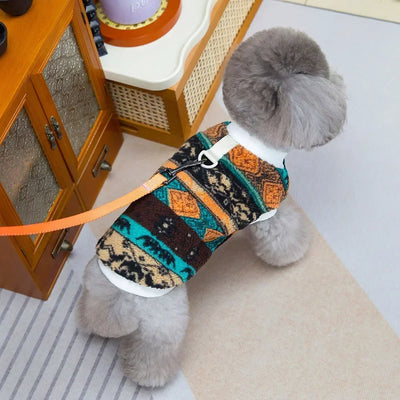 Pet Winter Warm Clothes Fleece Pullover Dog Shirt Nordic Style Printed Puppy Sweatshirt Hoodies Coat for Small Dogs Cats Costume