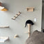 Cat Climbing Shelf Furniture Wall Mounted Cat Hammock and Wooden Stairway with Scratching Post for Cats Indoor Playing and Rest