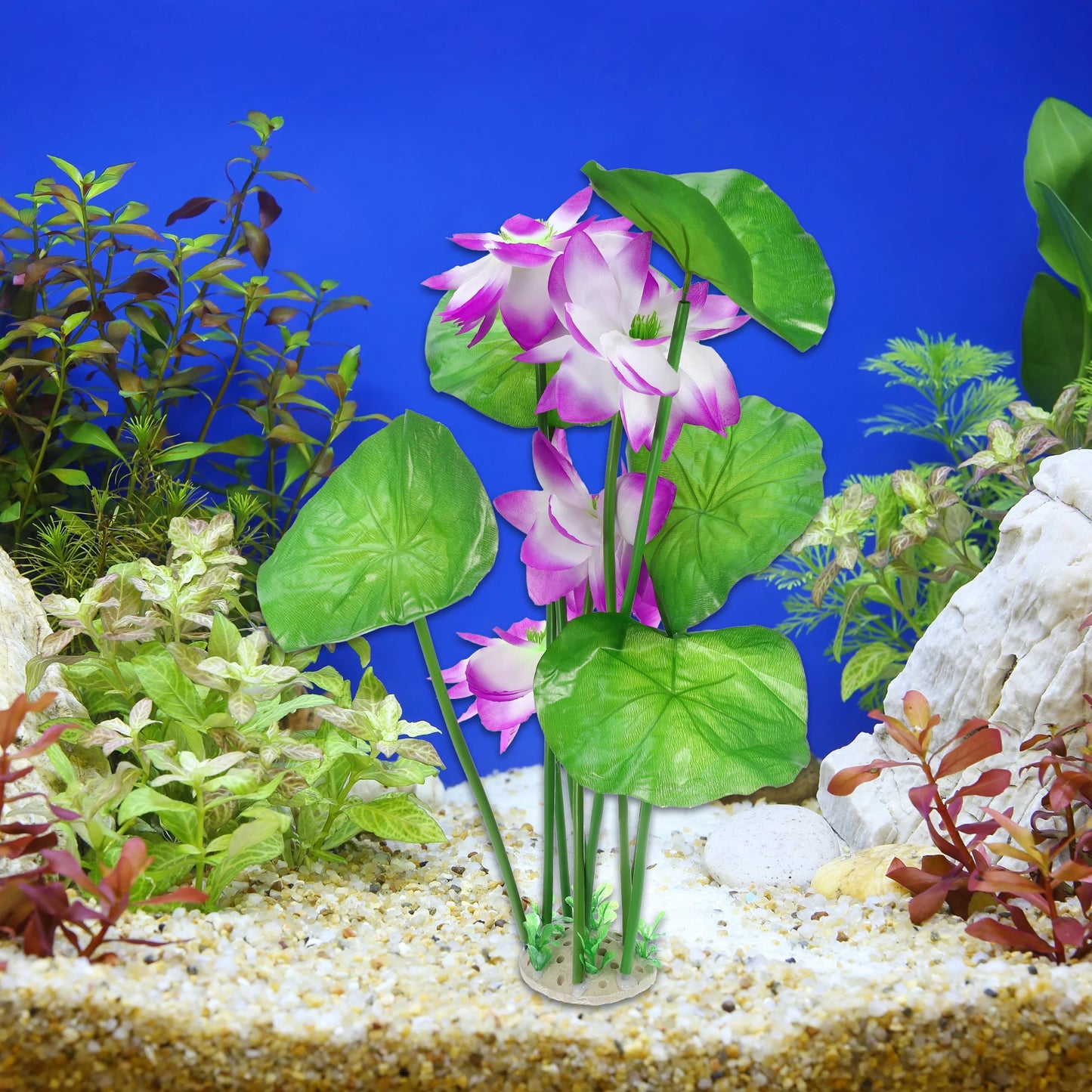 Uxcell Pond Flower Floating Lotus Leaves Artificial Flower Fake Lotus Plant Water Micro Landscape for Aquarium Garden Decoration
